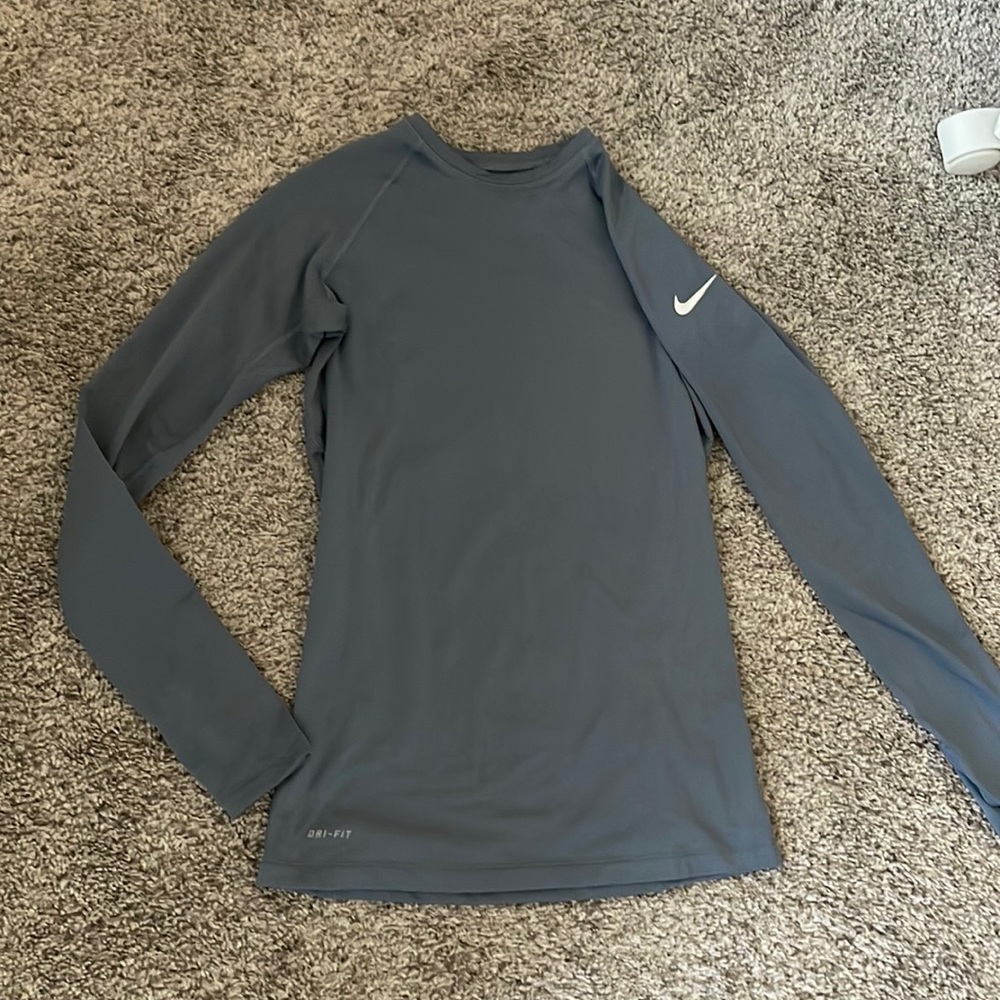 Nike dri-fit grey long sleeve compression shirt athletic